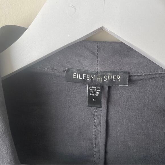 Eileen Fisher Green Edges Stitched Linen Blend Open Front L/S Cardigan - Size S - Picture 8 of 8